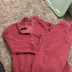 Aerie Maroon/Red Pullover and Joggers Set